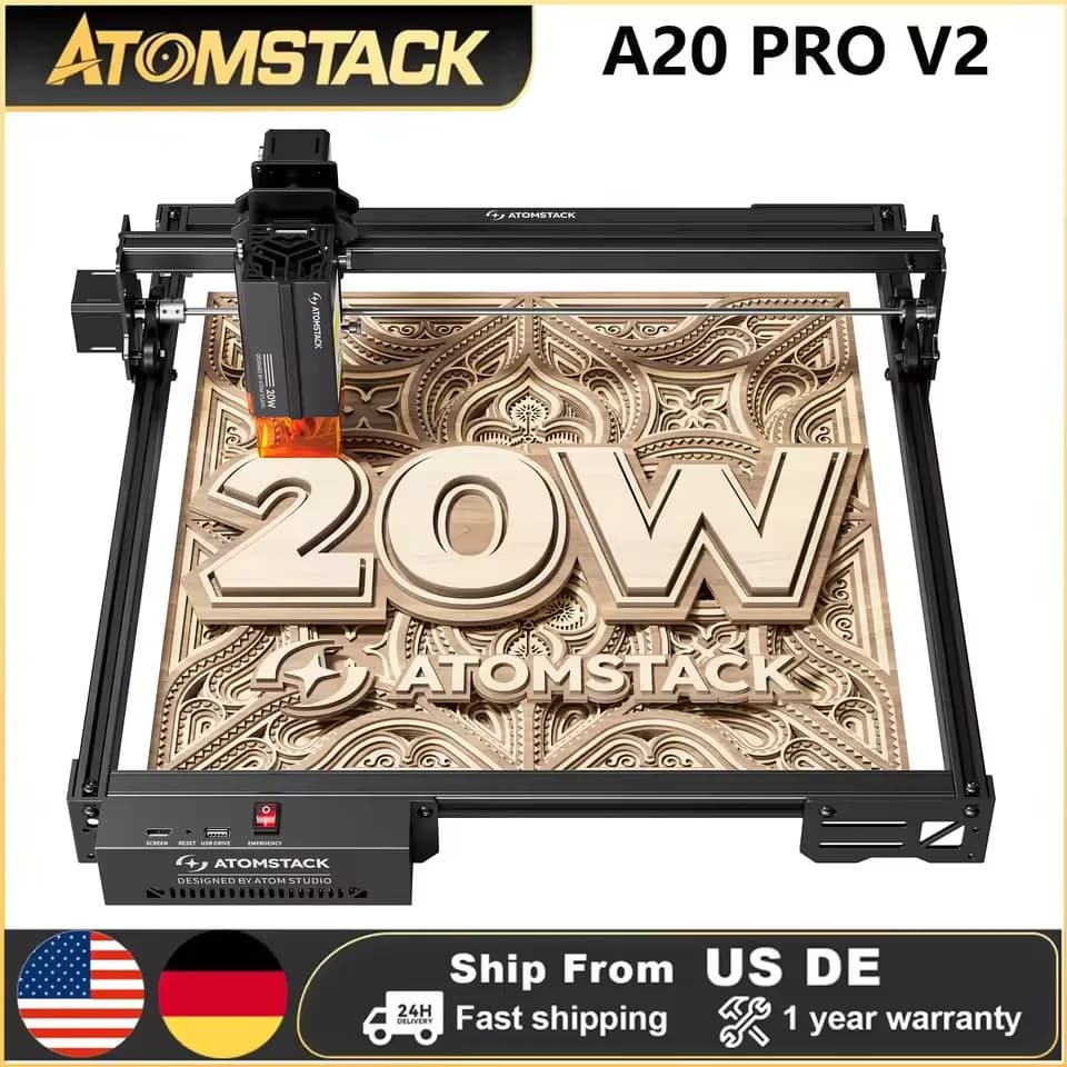 Atomstack A20 Pro V2 Portable Laser Engraver Diy Bluetooth Machine Painted Dog Tag Paper Leather Wooden Plastic Logo CNC Machine