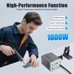 1000W 110V Powerful Hot Air Rework Station Lead-free Digital Hot Air Gun with LCD Display Brushless Turbine Fan