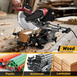 10/12 Inch Single/Dual-Bevel Sliding Compound Miter Saw, 5000/3800RPM, 0-45°, 15 Amp, 36T Blade Precision Cutting Power Saw