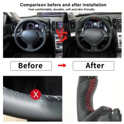 Hydro Dip Carbon Fiber Steering Wheel Red Stitching Center Line For INFINITI G25 G35 G37 QX50 Q60 2009-2013 Car Accessories