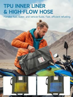 【US STOCK】For Motorcycles UTVs and ATVs Moman 2 Gallon Armadillo Bag Collapsible Fuel Bladder Double Wear Fuel Bag