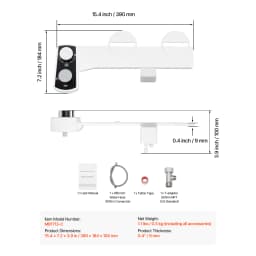 SucceBuy Bidet Attachment for Toilet Dual Retractable Nozzle Adjustable Water Pressure Cold Water Sprayer for Rear Feminine Wash