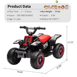 6V Kids Ride On Electric ATV, Ride Car with LED Headlights, Ride-On Toy for Toddlers 1-3 Boys & Girls with Music, Forward & Reverse