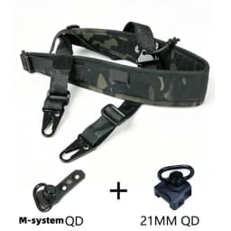 Tactical Adjustable 1/2 Point Crossbody Rope Nylon Rifle Shoulder Strap Outdoor Hunting AR15 Sling with M-system QD+21MM QD