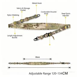 Tactical Adjustable 1/2 Point Crossbody Rope Nylon Rifle Shoulder Strap Outdoor Hunting AR15 Sling with M-system QD+21MM QD