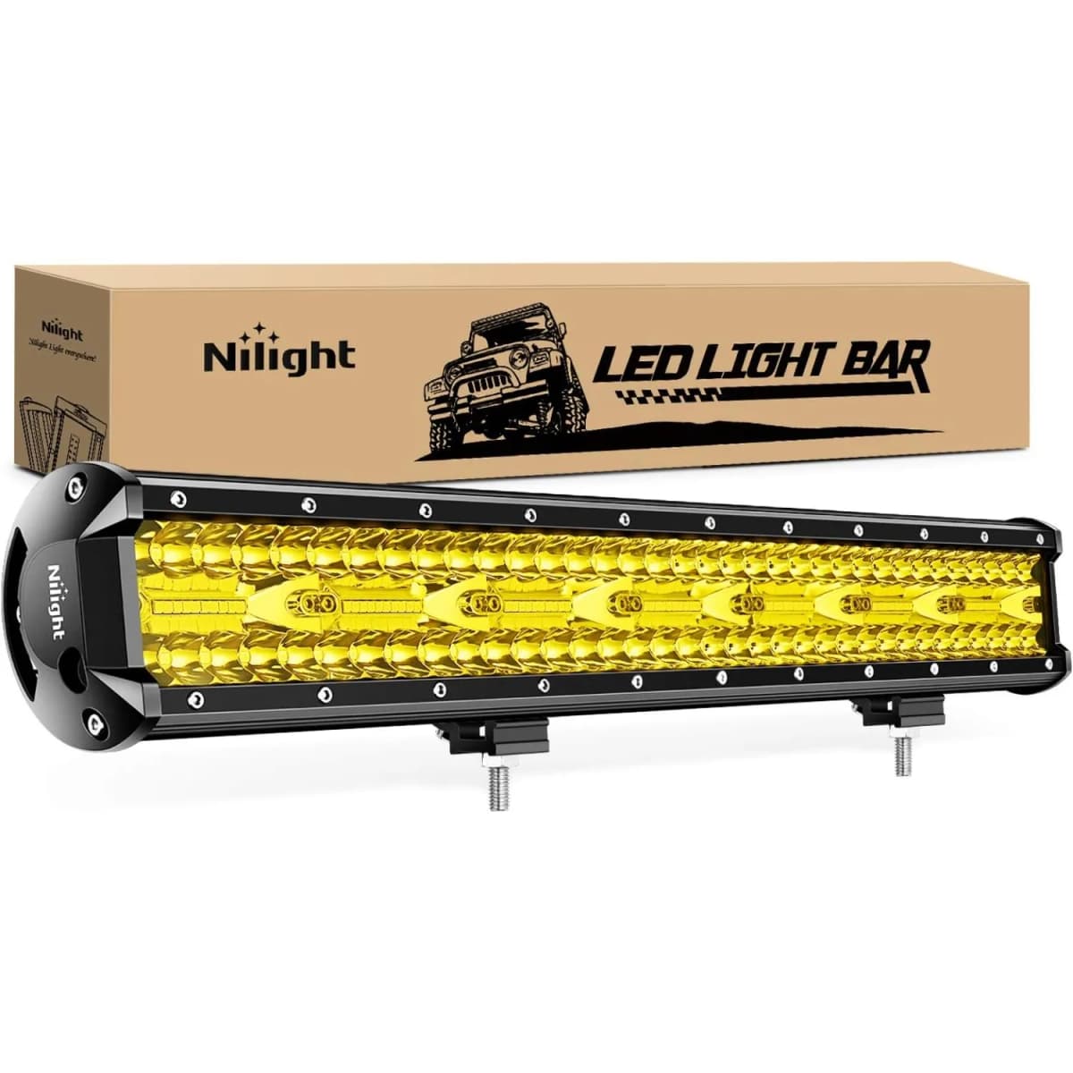 Nilight LED Light Bar 20Inch 420W Yellow Flood Spot Combo Triple Row Driving Lamp Roof Bumper Off Road LED Work Lights Pods for Van Camper Wagon Car Pickup Golf Cart ATV UTV SUV Truck Boat 4x4