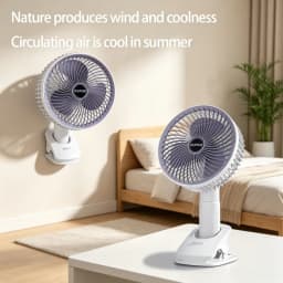 Oscillating Table Fan with Sturdy Clamp and 360-Degree Tilt Head, Rechargeable Small Fan for Desk, Powerful Airflow, Portable Air Circulator Mini Fans