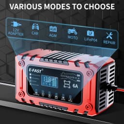 12V 6A Smart Battery Charger With Adapter Mode for AGM LiFePO4 Cars Boat Truck