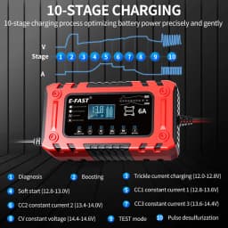12V 6A Smart Battery Charger With Adapter Mode for AGM LiFePO4 Cars Boat Truck