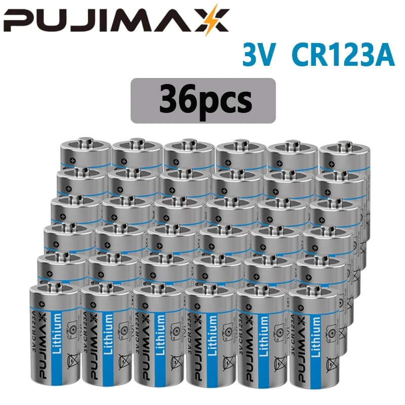 PUJIMAX 36/24/24-cell 3V CR123A Lithium Battery Single-Use Battery, With Stable Voltage and High Performance. Suitable for Remote Controls, Cameras, Flashlights, Distance Meters, and Flashlights. This Is a Non-Rechargeable Battery. Do Not Charge It.