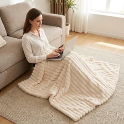 Cozy Striped Velour Blanket – Ultra Soft Warm Ribbed Plush Throw, Ideal for Sofa, Nap, Office, Travel, All Season Use, Machine Washable