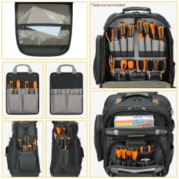 WINHNUT Tool Bag Tool Backpack Heavy Duty Tool Organizer, Molded Bottom, Removable Tool Carrier, Electricians backpack tool bag, Large electrician backpack, Tool backpack, Tool backpack for construction