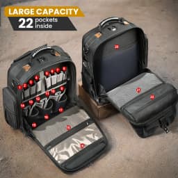 WINHNUT Tool Bag Tool Backpack Heavy Duty Tool Organizer, Molded Bottom, Removable Tool Carrier, Electricians backpack tool bag, Large electrician backpack, Tool backpack, Tool backpack for construction