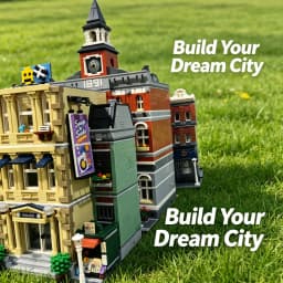 Classical Architecture Collection Building Blocks Multi-style City Building Model Including Emporium Police Station and Town Hall Detailed Street Scene Bricks Set Collectible Ornament For Hobbyists