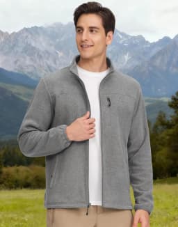 Pioneer Camp Fleece Jacket Men Full Zip Polar Lightweight Windproof Casual Soft Warm Outwear Outdoor Coat with Chest Pocket