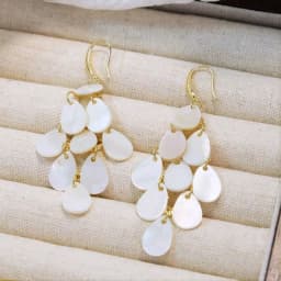 1 Pair Fashion Water Drop Shell Tassel Earrings, High-End Beach Vacation Accessories
