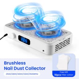 Professional Brushless Turbo Nail Dust Extractor with Double Fans Powerful Dual Fan Strong Suction Nail Vacuum Cleaner for Two Hands Manicure Salon Nail Art Use