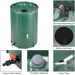 100 Gallon Collapsible Rain Barrel Water Collector, Portable Foldable Rain Water Storage Tank with Spigot for Garden Irrigation