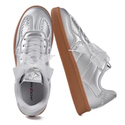 Women's Ribbon Lace-Up Fashion Sneakers Arch Support Gum Sole Tennis Walking Shoes with Memory Foam