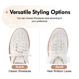 Women's Ribbon Lace-Up Fashion Sneakers Arch Support Gum Sole Tennis Walking Shoes with Memory Foam