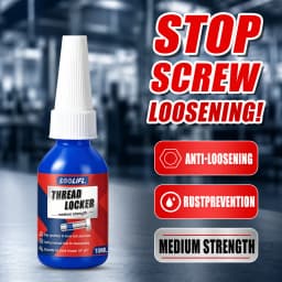 LOOLIFL Medium Strength Blue Thread Locker 10ml Anti Vibration Screw Locking Adhesive Anti Rust Sealant for 1/4"-3/4" Metal Bolt Nut Bike Machinery Thread Repair Glue