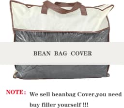 Bean Bag Sofa Cover Dark Gray 6FT Only Cover Ultra Soft Flocked PV Washable Double Zipper