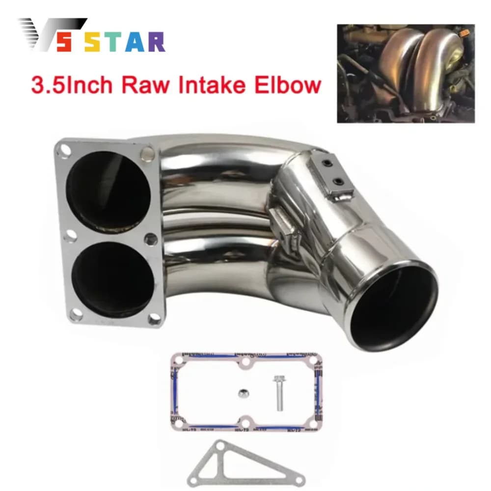 3.5 Inch Stainless Steel Raw Intake Elbow For 2007-2018 Dodge Ram 2500 3500 6.7L Turbo Diesel Sliver