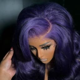 200% Density 13X4 Dark Purple Colored Body Wave Lace Front Wigs Pre Plucked Glueless 13x4 Long Wavy Lace Frontal Wigs for Women