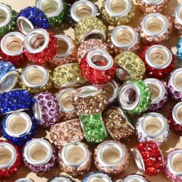 50Pcs mix color big hole beads 11mm alloy loose spacer beads with rhinestone for jewelry making DIY bracelet accessories