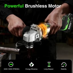 TaskStar 21V Cordless Angle Grinder 115mm 10000RPM 4.0Ah Battery Brushless Electric Polishing Cutting For Makita 18V Battery Pin