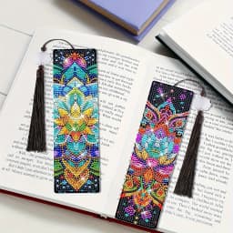 8-piece set of diamond painting bookmark set, rhinestone acrylic tassel bookmark, 19.5x5.6mm, DIY craft set for book lovers