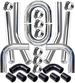 2.5" Inch Turbo Intercooler Piping Aluminum w/U Pipe Silicone Coupler Clamp Kit