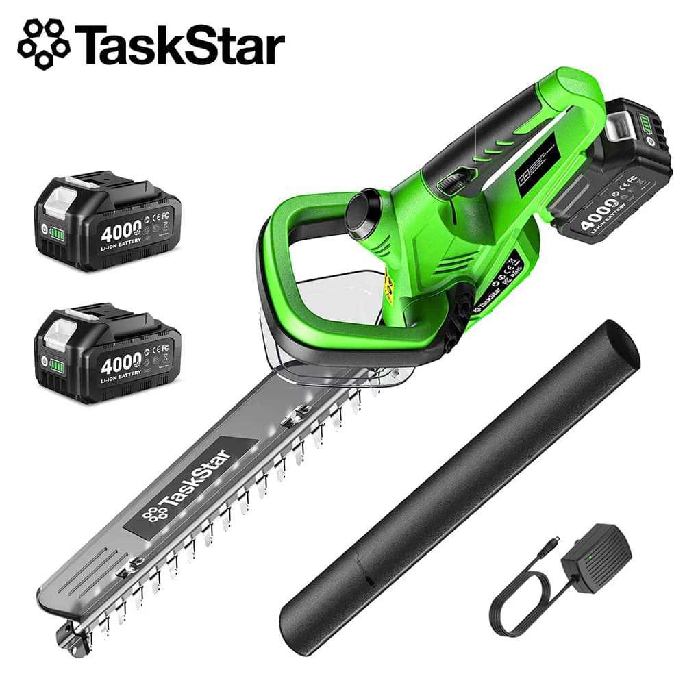 TaskStar Cordless Hedge Trimmer 22-inch Rotatable Handle All-Around Trimming Shrub Electric Bush Trimmer with 2 4.0Ah Batteries