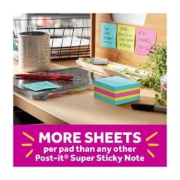 Super Sticky Notes Cube, 3 in x 3 in, Bright Colors, 1 Cube