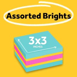 Super Sticky Notes Cube, 3 in x 3 in, Bright Colors, 1 Cube