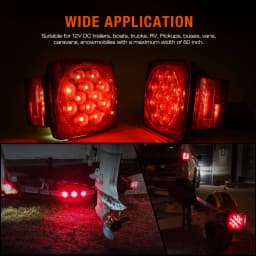 Nilight 2PCS Square LED Trailer Light Kit Low Profile Submersible IP68 Stop Turn Tail Side Marker License Lamps for 12V Utility Boat Camper RV Trucks Marine Snowmobile
