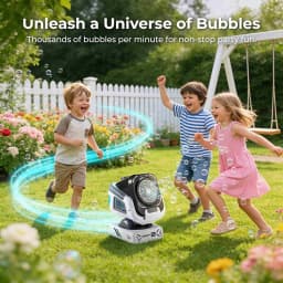 BELEMAR Upgraded Bubble Machine with Remote Control, Automatic Rotation & RGB Lights, 1800mAh Rechargeable Battery, Type-C Charge, Bubble Maker for Kids, Weddings, Birthday Parties, Outdoor Activities