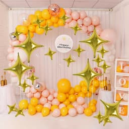 30pcs Gold Silver Foil Star Balloons Set 26inch 10inch Shiny Polyester Four Pointed Star Foil Balloons Strong Atmosphere Party Decorations For Birthdays Weddings Christmas New Year Holiday Celebration Supplies Christmas Essentials