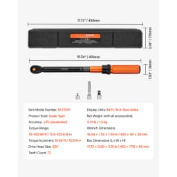 SucceBuy Torque Wrench Set Drive Click Torque Wrench Dual-Direction Adjustable Mechanical Dual Range Scales Torque Wrench Kit