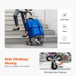 SucceBuy 36L Folding Shopping Cart Stair Climbing Handcart with Wheels & Oxford Cloth Bag Hand Truck for Grocery Laundry Storage