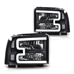 Led Drl Bar Headlights Assembly Replacement for 2005-2007 Ford F250 F350 F450 F550 Super Duty/2005 Excursion Chrome | Crossdesign
