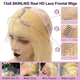 Wow Angel Real HD Lace Frontal Wig 250% 13x6 HD Lace Front Human Hair Wig 613 Blonde Body Wave Wigs HD Lace Closure Wig Glueless