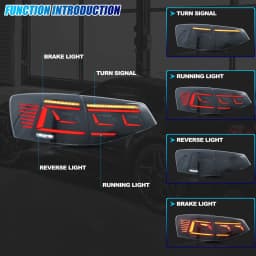 LED Tail Lights for Volkswagen VW Jetta 2015-2018 MK6 VI Sequential Turn Signal Dynamic Animation Black Rear Lamps Assembly