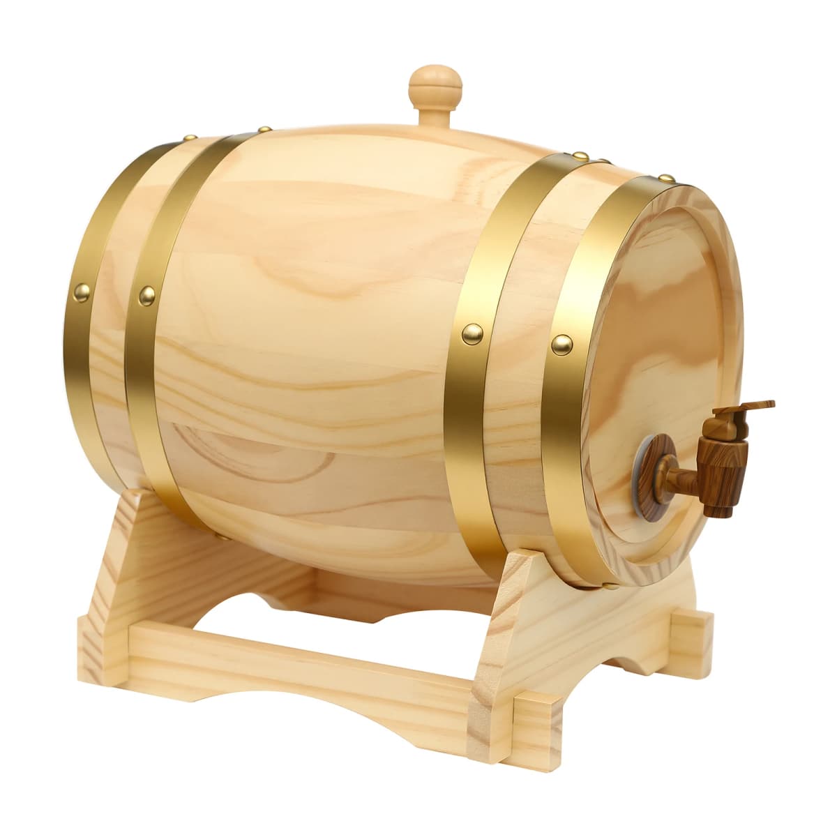 5L Pine Wine Barrel, Wine-Barrel, Wood Wine Container with Stand Faucet for Home Wine Cellar, Whiskey