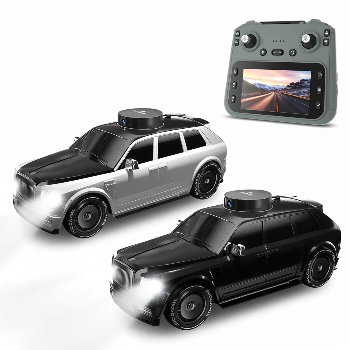 Hotfree 1/24 RC Drift Car with HD Camera, 4WD High Speed FPV Remote Control Car with Dual Joystick Screen Remote, Rotatable & Elevating Camera Live Video, Indoor Outdoor Racing Toy, Birthday Christmas Gift for Kids Boys