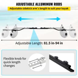SucceBuy 2 PCS Kayak Outrigger Stabilizers PVC Inflatable Outrigger Float with Sidekick Arms Rod Fit for Canoes, Fishing Boats