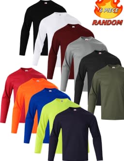 11 Colors Randomly Selected 6-Piece Men's Quick Drying Long-Sleeved T-Shirt Moisture Wicking Casual and Breathable