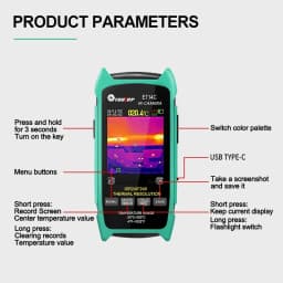 TOOLTOP ET14C Portable Thermal Imaging Camera 2.8-inch ISR 240*240 Infrared PCB Thermal Imager with Macro Lens HVAC Repair
