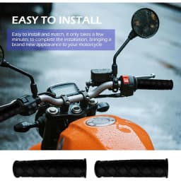 2PCS 7/8" Motorcycle Hand Grips, Non Slip Rubber Bar End Thruster or 22mm/24mm Handles, Unil or MotoScooter Dirt Bike (Black)