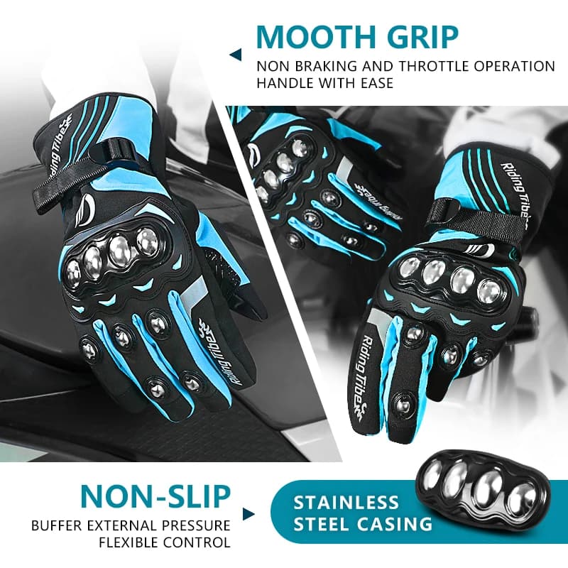 Waterproof Warm Winter Motorcycle Riding Gloves for Men And Women Touchscreen Compatible All-Season Padded Bicycle Cycling Gloves